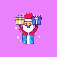 Illustration of a Santa Claus with Christmas Box Gift. Merry christmas vector