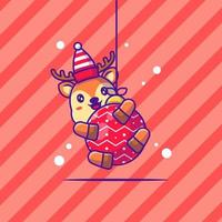 Illustration of a Cute Deer with Christmas baubles. Merry christmas vector