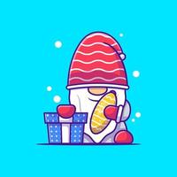 Cute Cartoon  gnome with christmas gift .Merry christmas vector