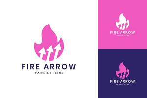 fire arrow negative space logo design vector