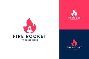 fire rocket negative space logo design vector