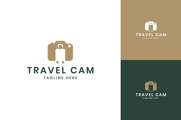 camera travel negative space logo design