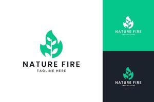 fire leaf  negative space logo design vector