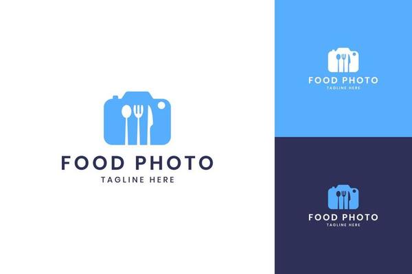 camera food negative space logo design