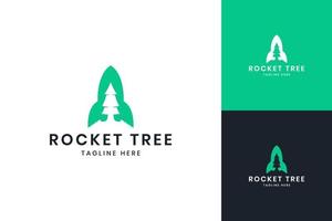 rocket tree negative space logo design vector