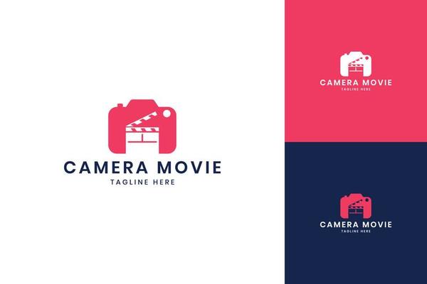 camera movie negative space logo design