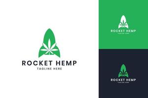 rocket cannabis negative space logo design vector