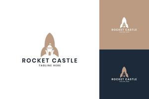 rocket castle negative space logo design vector