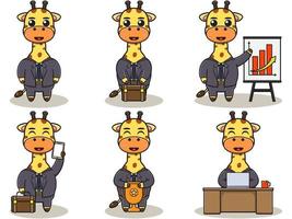 Vector illustration of Cute Giraffe Businessman