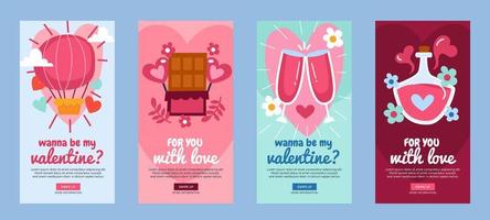 Set of Valentine's Day Social Media Story Posts vector