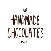 inscription, handmade chocolate, brown color vector