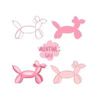 Vector illustration of a dog balloon, twisted dog from a balloon of pink color, the inscription valentine's day hand-drawn