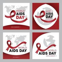 World AIDS Day Social Media Posts Template vector