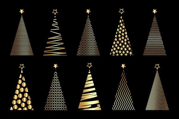Gold Christmas Tree Vector Art, Icons, and Graphics for Free Download