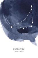 Capricorn constellation astrology watercolor illustration. vector