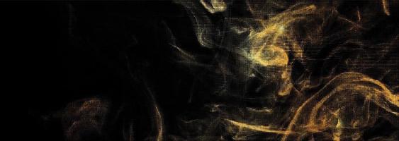 efecto de humo dorado abstracto. movimiento de partículas de remolino de semitonos. brillante nube de polvo dorado sobre fondo oscuro. vector