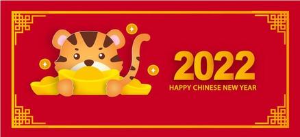 año nuevo chino 2022 año del estandarte del tigre. vector
