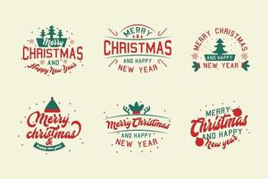 Merry Christmas Lettering bundle red and green vector