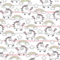 Unicorn Rainbow Seamless Pattern Doodle vector