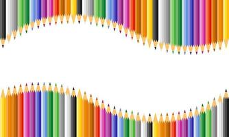 A colorful boarder with rainbow color pencils above and under copy space. vector