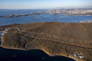 Aerial view of the Russian Island and Vladivostok, Russia photo