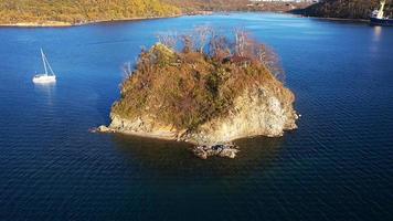 Aerial view of the seascape with a view of the island. photo