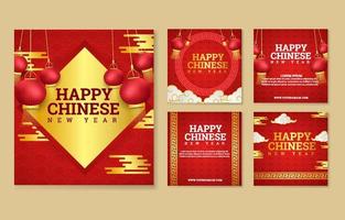 Set of Social Media Posts for Chinese New Year vector