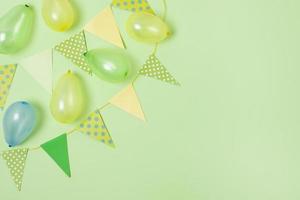 birthday decoration green background with copy space. High quality beautiful photo concept