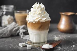 close up tasty beverage with cream. High quality beautiful photo concept
