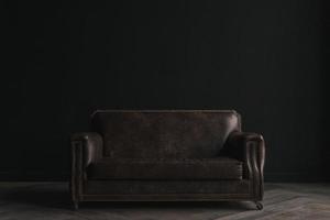 sofa de cuero cuarto oscuro. concepto de foto hermosa de alta calidad