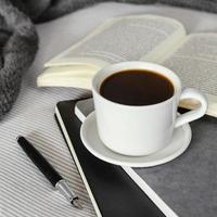 coffee cup book high angle photo