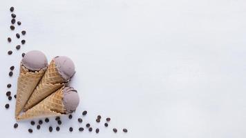 chocolate ice cream cones white background photo