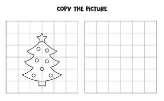 Copy the picture of Christmas tree. Logical game for kids. vector