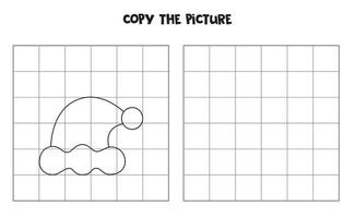 Copy the picture of Christmas cap. Logical game for kids. vector