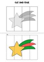 Cut and glue game for kids. Christmas star. vector