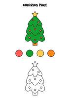 Color cute cartoon fir tree. Worksheet for kids. vector