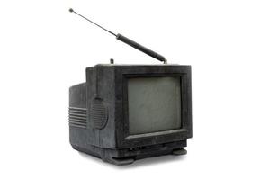 Very old television at white background photo