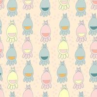 baby painted cats and footprints vector seamless pattern. Background in pastel colors for the nursery, baby products and fabrics