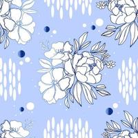 flores de patrones sin fisuras con hojas ilustración botánica para papel tapiz, textil, tela, ropa, papel, postales vector