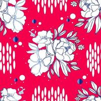 flores de patrones sin fisuras con hojas ilustración botánica para papel tapiz, textil, tela, ropa, papel, postales vector