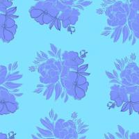 seamless pattern flowers with leaves.Botanical illustration for wallpaper, textile, fabric, clothing, paper, postcards vector