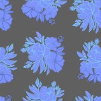 flores de patrones sin fisuras con hojas ilustración botánica para papel tapiz, textil, tela, ropa, papel, postales vector