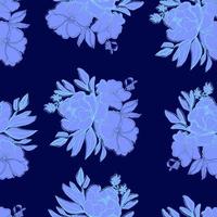 flores de patrones sin fisuras con hojas ilustración botánica para papel tapiz, textil, tela, ropa, papel, postales vector