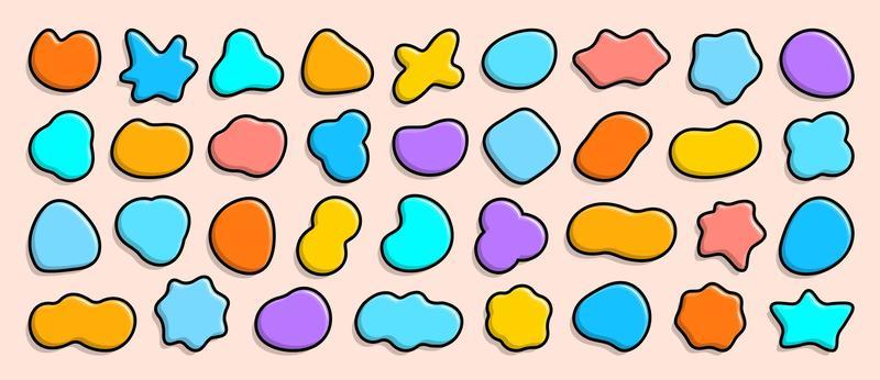 Bloobs shape collection, random abstract stains. Liquid bg, organic fluid, cartoon spot for background, comic speech bubble. Vector illustration