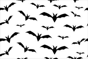 Bats wrapping paper seamless pattern for Halloween greeting card. Simple paper cut bat texture, horror symbol, black vector illustration on white background.