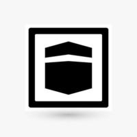 Kaaba, road sign design, black cube icon. Simple symbol of most sacred site in Islam. Building at the center of Islam s most important mosque, isolated vector illustration.