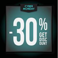 30 percent OFF. Holiday discount. Cyber Monday Sale. Modern Banner template for advertising. Vector illustration.