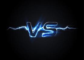 Versus VS logo. Battle headline template. Sparkling lightning design. Isolated vector illustration on black background.