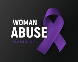 Woman abuse violet ribbon domestic violence awareness symbol vector illustration