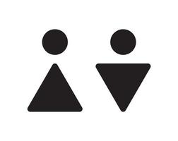Abstract Male and Female WC icons. Restroom pictogram for washroom in public places. Simple abstract silhouettes of man and woman on white background, toilet pointer, vector illustration.